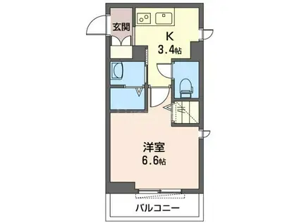 カーサレジオ(1K/4階)の間取り写真