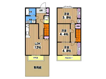テラスN・S(3LDK/1階)の間取り写真