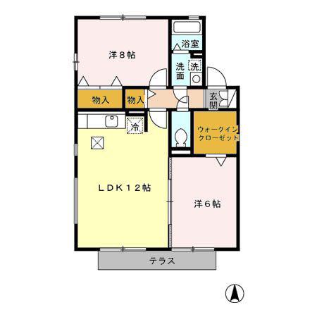 プレミール(2LDK/1階)の間取り写真