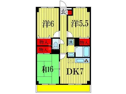 ハートピア2(3DK/3階)の間取り写真