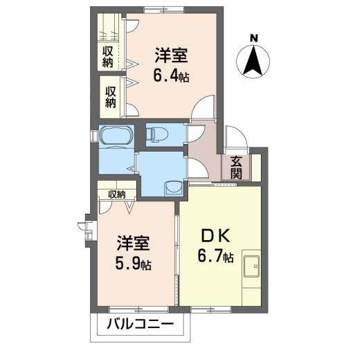 パークサイドマルサB(2DK/1階)の間取り写真
