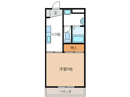 名鉄竹鼻線 江吉良駅 徒歩6分 3階建 築34年(1K/1階)の間取り写真