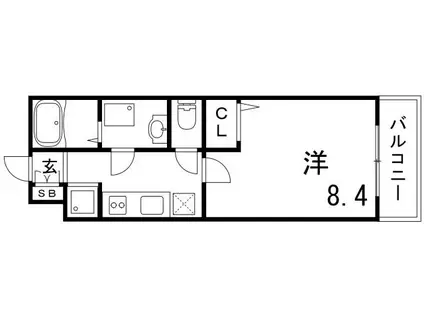 リブリ・芦原通(1K/1階)の間取り写真