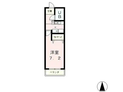 T・Oコーポ石山B棟(1K/2階)の間取り写真