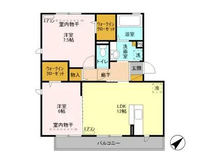 ヴィラ清流(2LDK/3階)の間取り写真