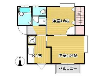 サンプラザ若林(2K/2階)の間取り写真