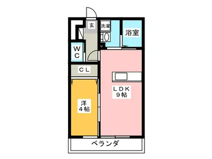 タック・クオーレけやき(1LDK/1階)の間取り写真