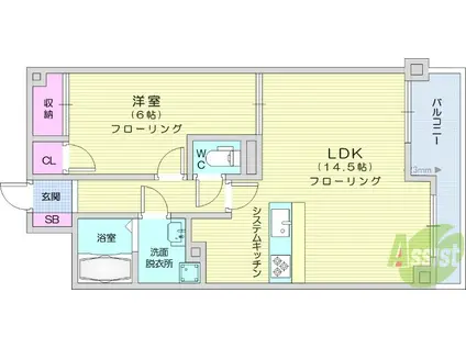 ウィスタリア3(1LDK/1階)の間取り写真