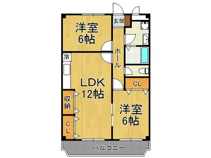 フリーダム常吉(2LDK/2階)の間取り写真