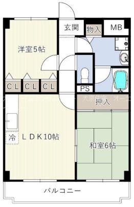 アビタシオン岸田(2LDK/3階)の間取り写真