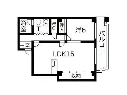 ロイヤルボックス(1LDK/1階)の間取り写真