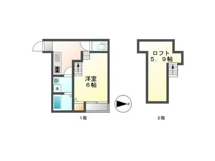 レクセラサコウ(1K/2階)の間取り写真