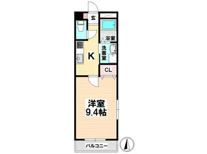 アンプルール リーブル アコール(1K/1階)の間取り写真