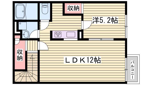 レオネクストわかば(1LDK/2階)の間取り写真