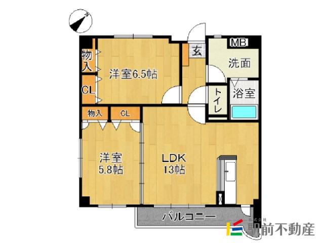 アムール古水(2LDK/3階)の間取り写真
