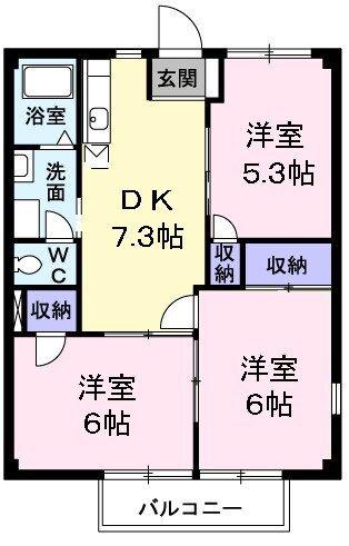 あきる野ビューラー(3DK/2階)の間取り写真