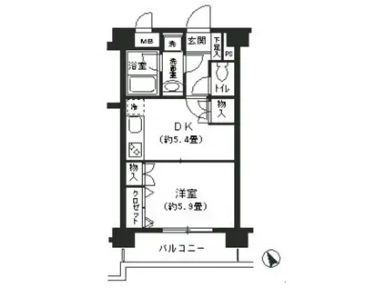 ベイウエスト(1DK/6階)の間取り写真