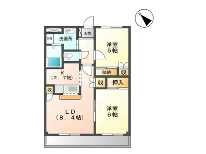 メゾングランディア(2LDK/3階)の間取り写真
