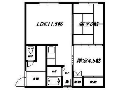 たんぽぽ荘B(2LDK/1階)の間取り写真