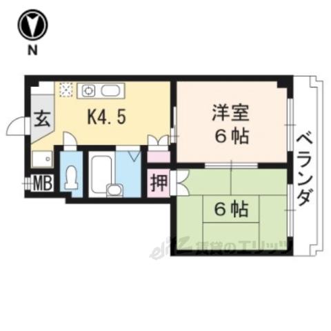 カサミエーヌ紫野(2K/3階)の間取り写真