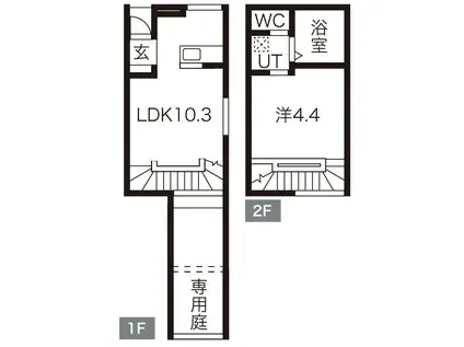 QRESTIA塩釜(1LDK/1階)の間取り写真