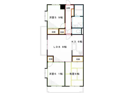 ヴェルヌーブ(3LDK/3階)の間取り写真