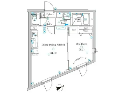 MIND経堂(1LDK/1階)の間取り写真