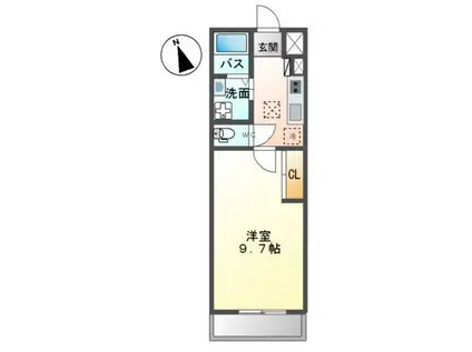 サンモールウエスト II(1K/2階)の間取り写真