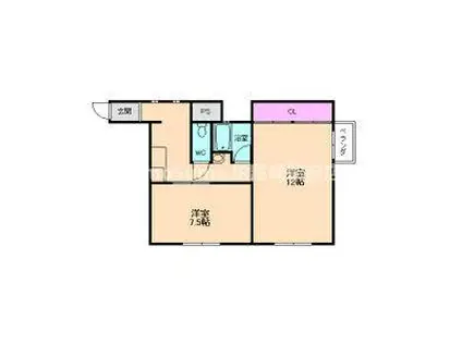 昇幸ハイツ(2K/1階)の間取り写真