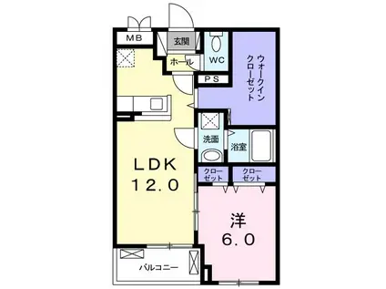 リグノ・エヌ(1LDK/2階)の間取り写真