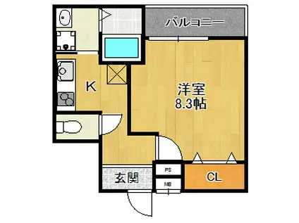 フジパレス立花駅東1番館(1K/3階)の間取り写真