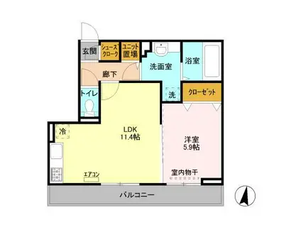 トリアノン(1LDK/3階)の間取り写真