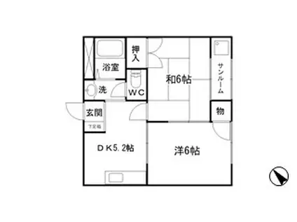 ライブリーハイムきまつ(2DK/2階)の間取り写真