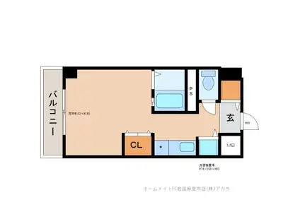 ニューヨーク スチューディオ(ワンルーム/2階)の間取り写真