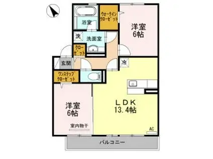 OHANA(2LDK/2階)の間取り写真