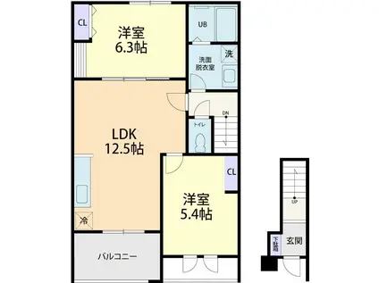 FIN RIVIERE(2LDK/2階)の間取り写真