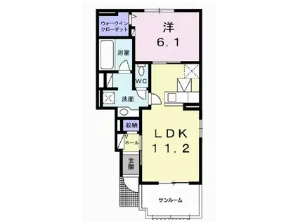 ヴィラ旭台H・K(1LDK/1階)の間取り写真