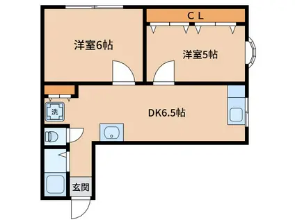 東三国第1マンション(2DK/1階)の間取り写真