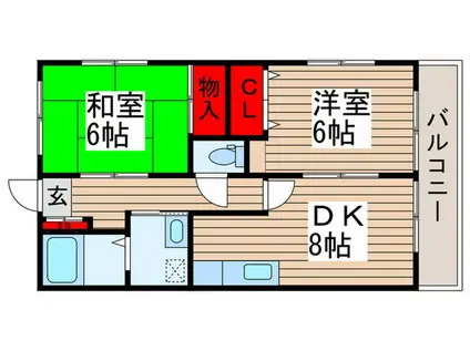 アイミーパーク(2DK/2階)の間取り写真