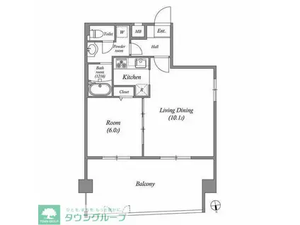 ペアパレス六町環七北通(1LDK/5階)の間取り写真