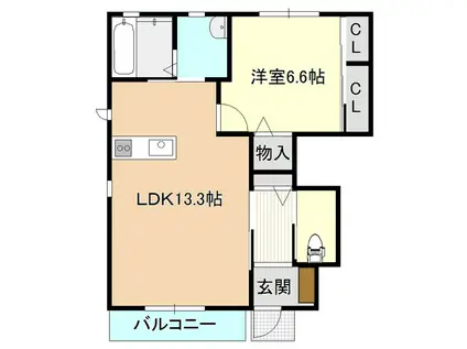 ル・シェノン(1LDK/1階)の間取り写真