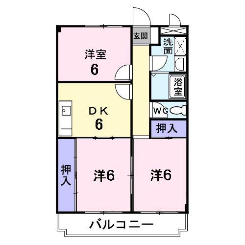 ニューマリッチ沖本(3DK/3階)の間取り写真