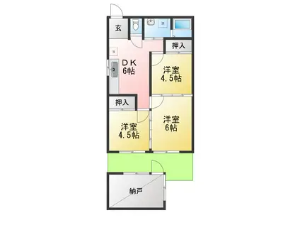 栄町アパート(3SDK/1階)の間取り写真