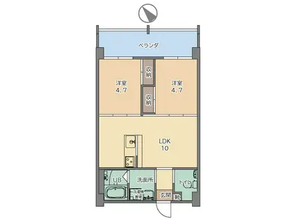 トーマス与那原II(2LDK/3階)の間取り写真