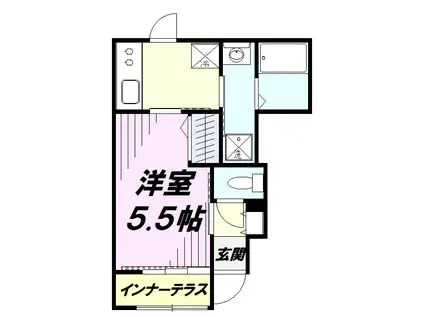 ソワヴィータ(1K/1階)の間取り写真