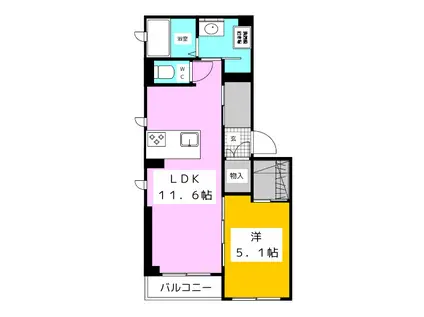 クレスティーク(1LDK/3階)の間取り写真