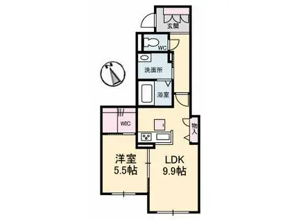 REINE若宮町(1LDK/1階)の間取り写真