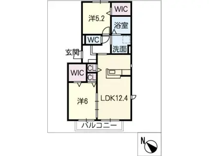 エルメゾン平川本町(2LDK/2階)の間取り写真