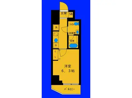 AZEST関内(1K/2階)の間取り写真