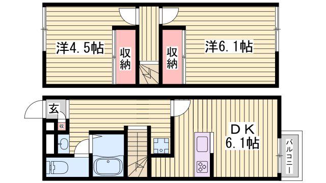 レオパレスセラフI(2DK/1階)の間取り写真